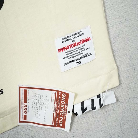 RIVINGTON ROI REBIS Yellow Alphabet Cross Print T-Shirt - Yellow Short Sleeve - Picture 3 of 15